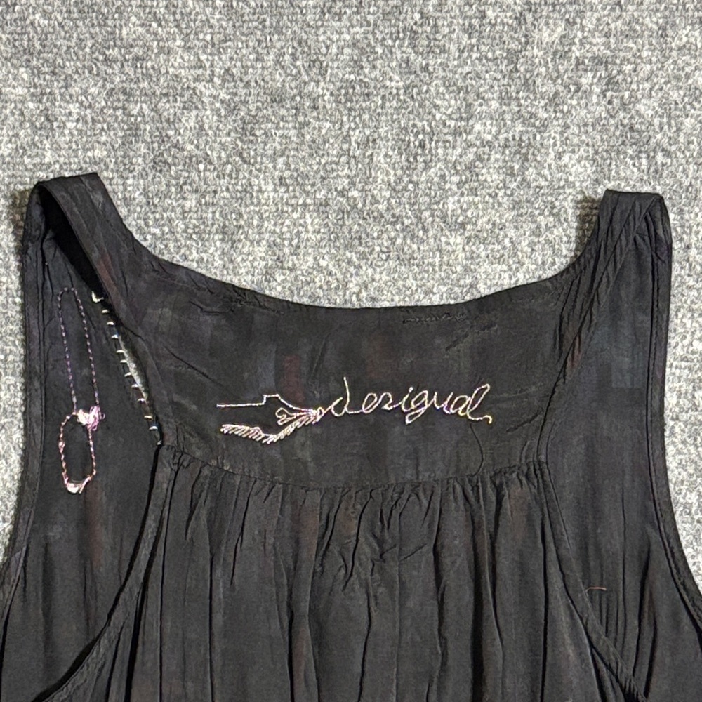 Desigual Boho Patchwork Tunic Top Black Multicolo… - image 4